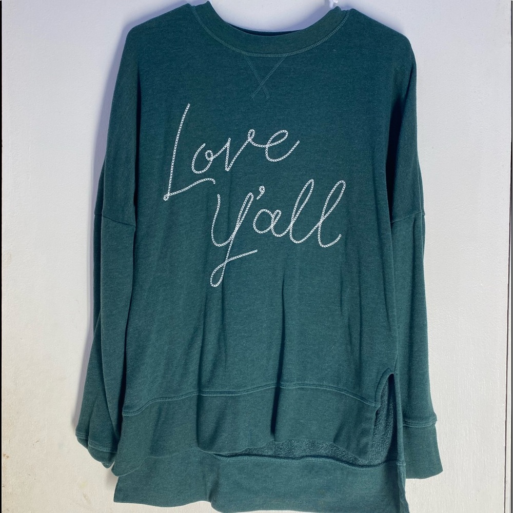 True craft, crew neck sweatshirt, XS, dark green, worn once, looks brand new